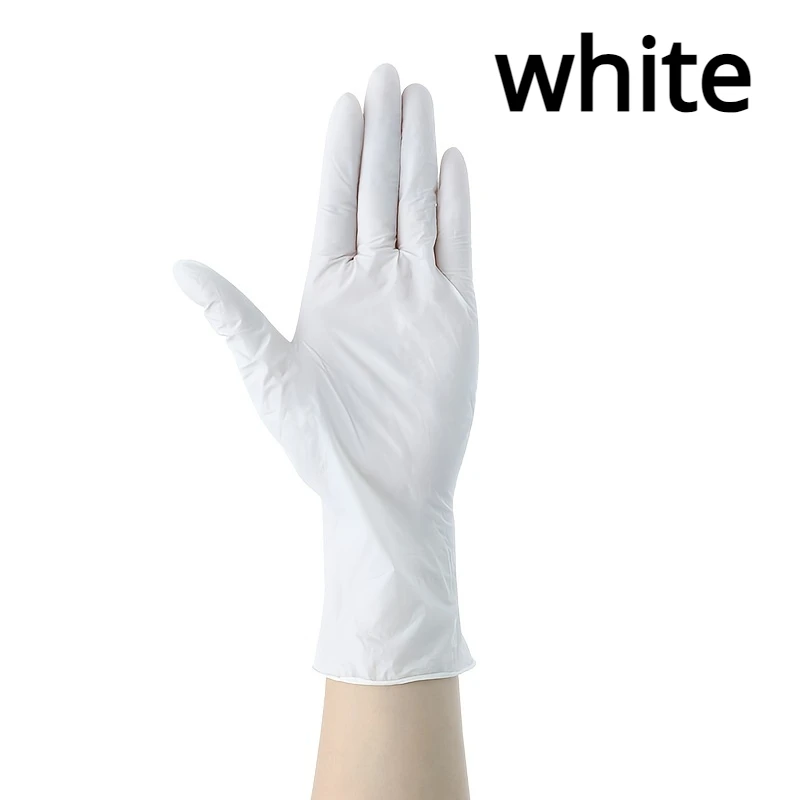 20/50/100PCS White Nitrile Gloves  Waterproof Oil-Resistant Household Gloves Cleaning Kitchen Gardening Hair Dyeing Tattoo