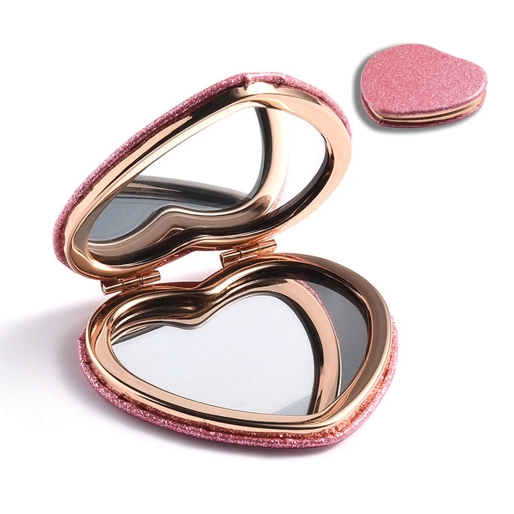الحب على شكل المحمولة تحمل تسلق مرآة فتاة ماكياج مرآة صافي المشاهير فتاة صغيرة مرآة طالب للطي مرآة مستديرة