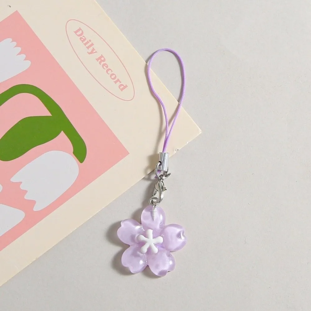 Transparent Resin Flower Keychain Fresh Cute Transparent Bag Phone Chains Solid color Trendy Kawaii Pendent Accessory