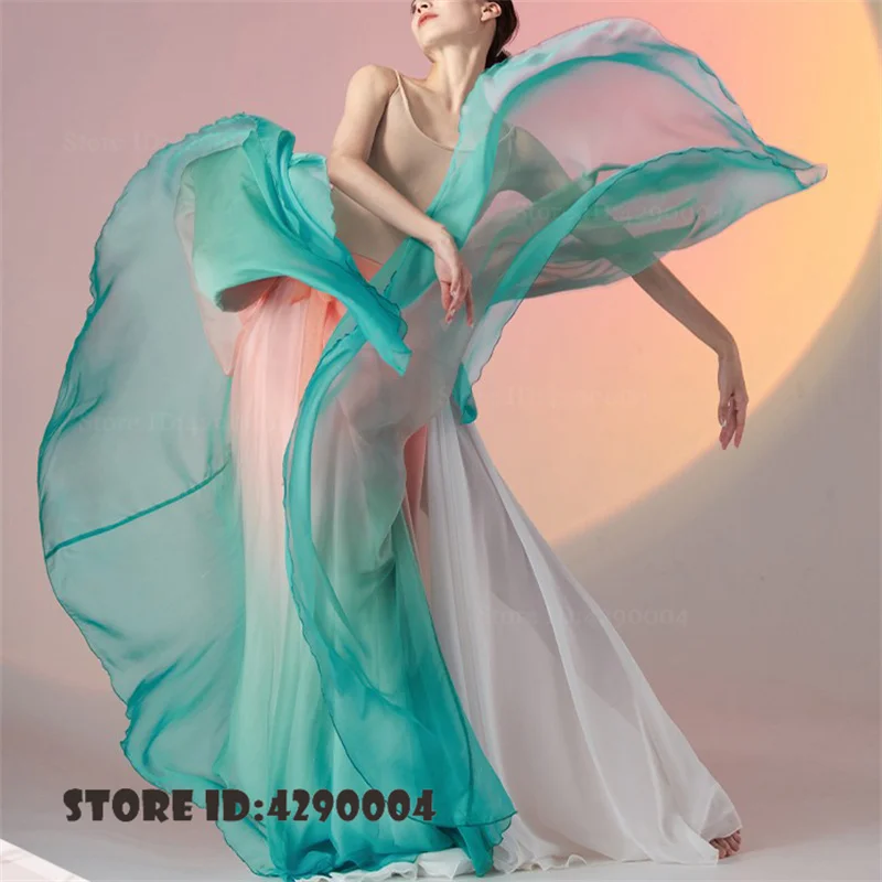Classical Dance Skirt Women Elegant Gradient Large Swing Dress Layer Skirt Chinese Dance Practice Dress Stage Performance Dress