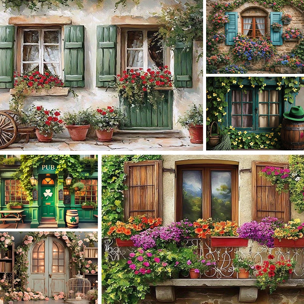 

Garden Flower Windows Backdrops Indoor Floral Window Adult Birthday Party Decor Background Photography Studio Supplies Banner
