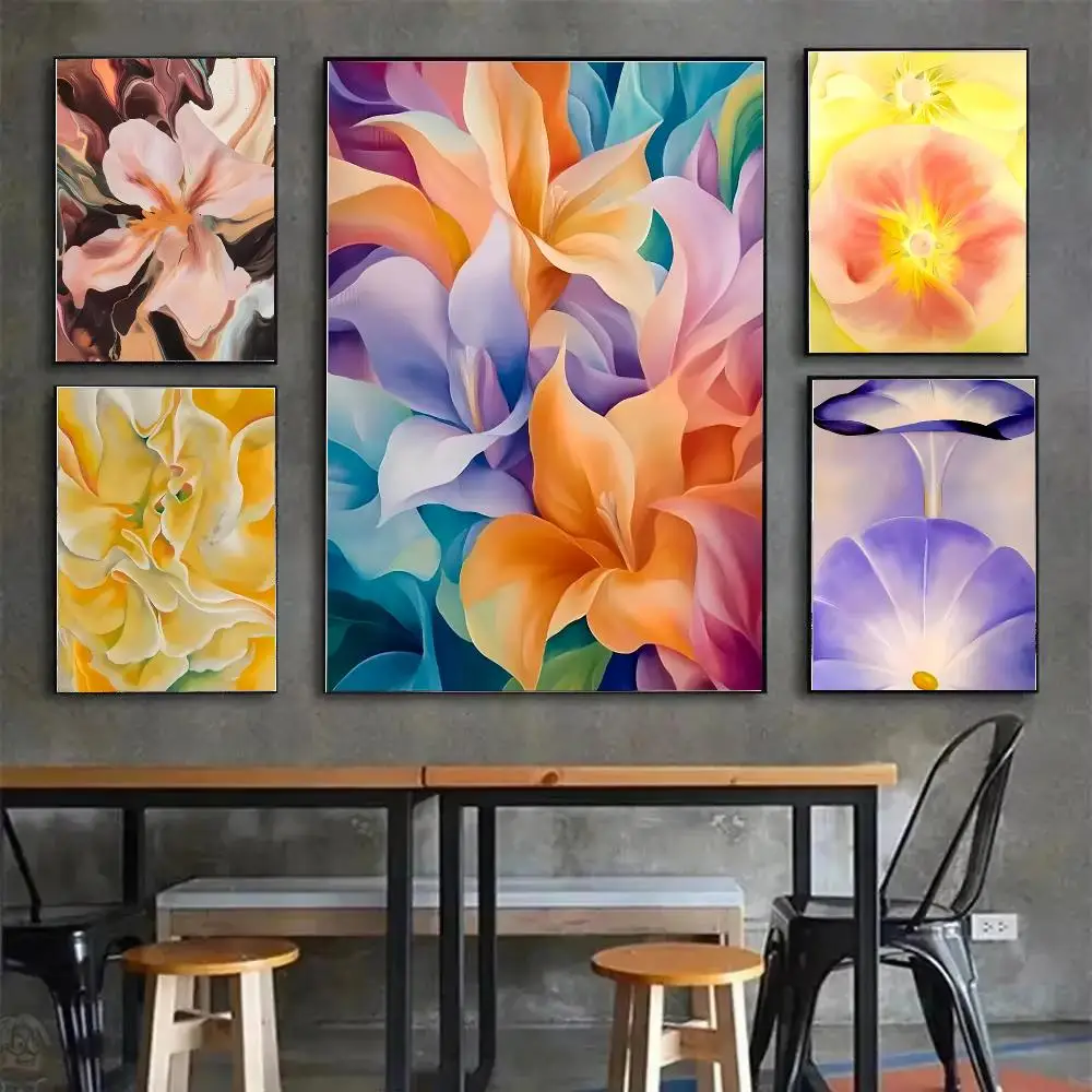 Georgia OKeeffe Abstract Flower Artwork Painting Calligraphy Stylish Canvas Poster Wall Art for Bedroom Study Home Decor