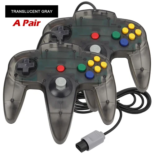 2 unids/par mando con cable para N64 controlador Joypad con cable para N64 Joystick clásico controlador de juegos Retro para accesorios de juego N64