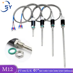 K/E Type Thermocouple Temperature Rod PT100 Sensor Platinum Thermal Resistance Waterproof M12 Oven Temperature Control