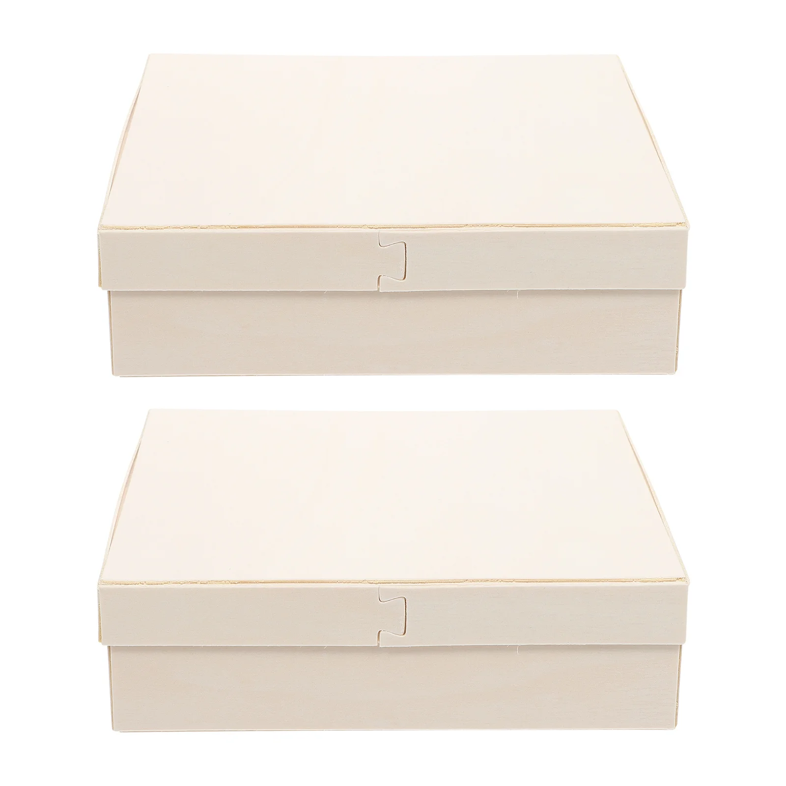 

2pcs Wooden Storage Container Unfinished Wood Box For Diy Painting Snack Candy Chocolate Biscuits Cake Packaging Case