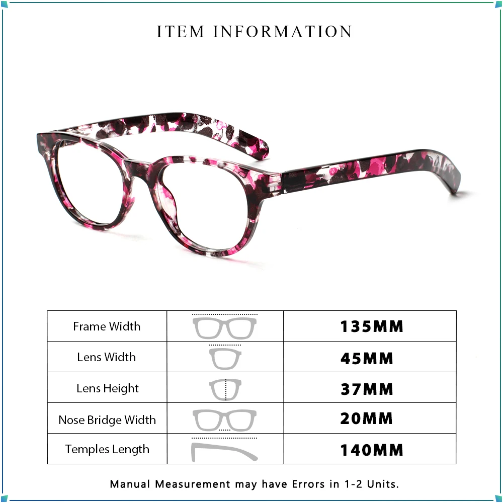 Anti Blue Light Reading Glasses for Women Fashion Printed Crafted Presbyopia Glasses Diopter 0 to +4.0