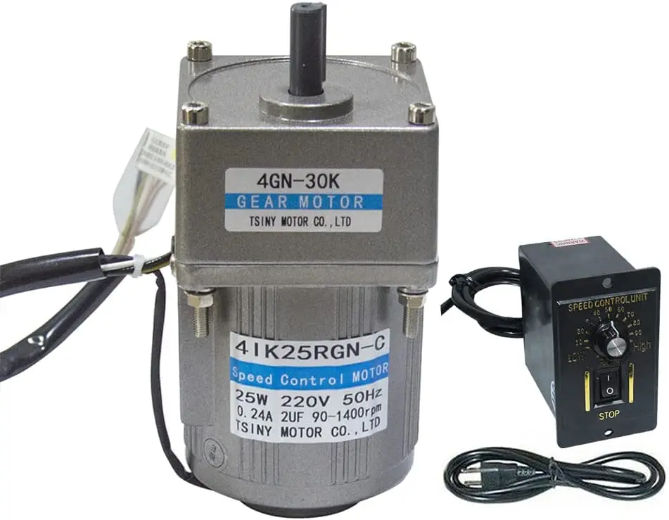 Bemonoc 25W AC 220V 50/60HZ Adjustable Variable Gear Reducer Motor 22RPM & AC Speed Controller Kits CW CCW for industry