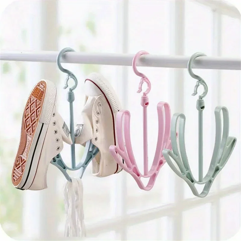 Schuhtrockner-Gestell, Haken, multifunktionaler, um 360 Grad drehbarer Schuhtrockner für den Balkon, Kleiderbügel zum Aufhängen von Schuhen