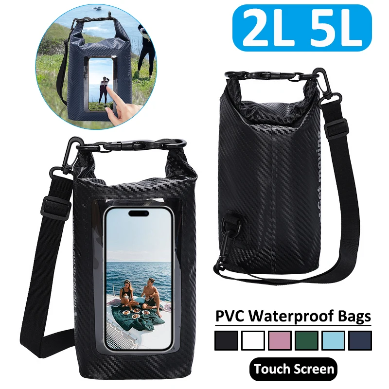 

2L 5L Dry Bag Swimming Pack Touch Screen Outdoor Waterproof Kayak Storage Bag Trekking Drifting Rafting Surfing Boating Backpack