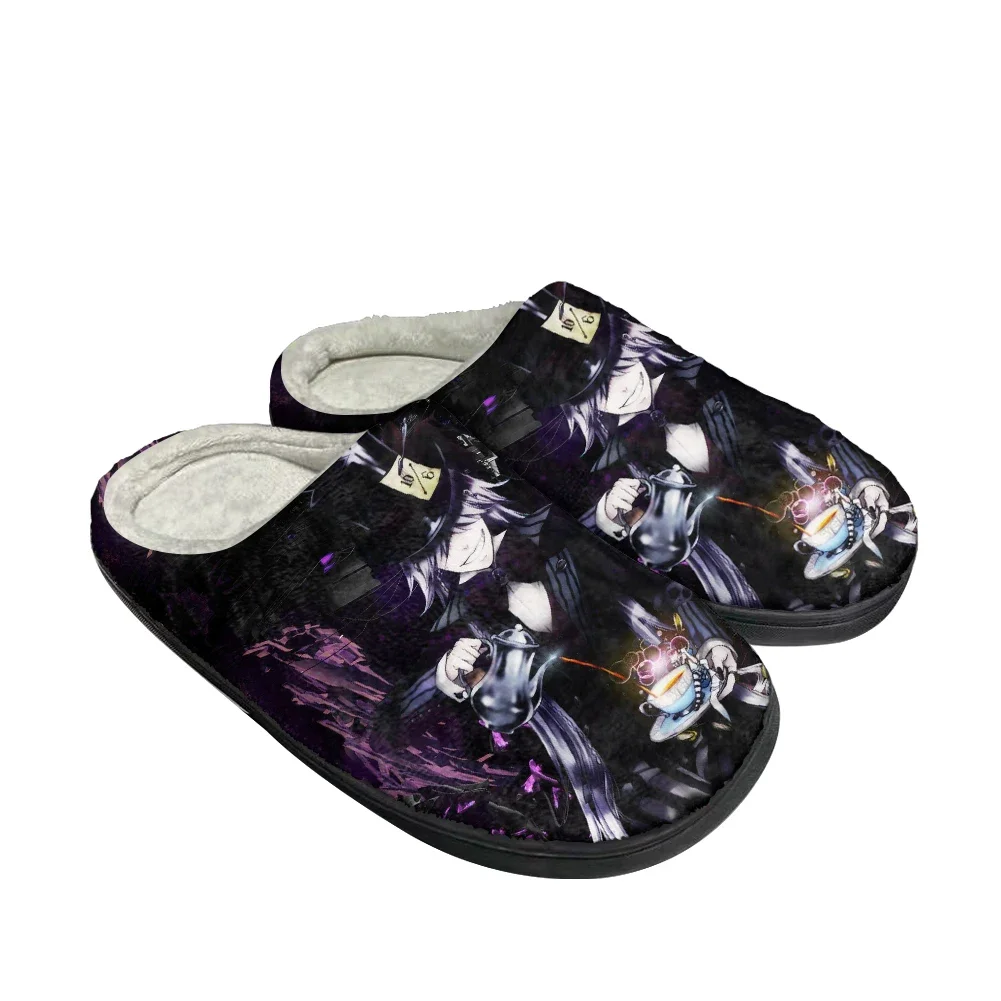 

Fashion Cartoon Cotton Slippers Men Women Plush Sandals Casual Keep Warm Shoes Thermal Black Butler Comfortable Slipper