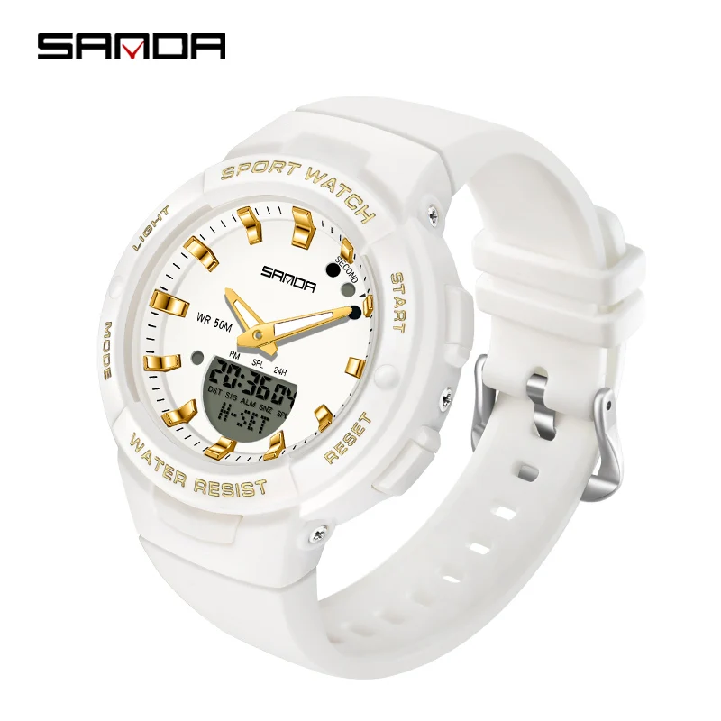 Sanda New Luxury Fashion Women Sport Watch Military Waterproof Multifunctional Led Digital Quartz Relogio Feminino 6005