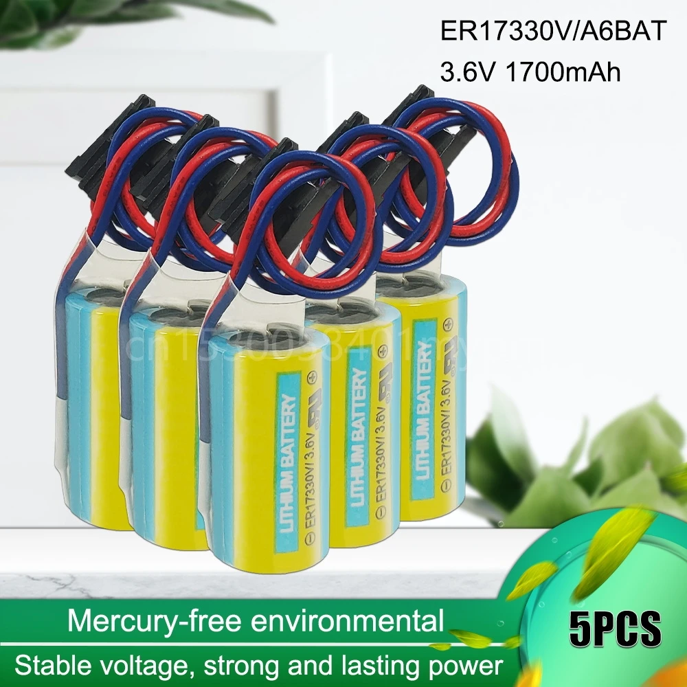 

5PCS 100% Original NEW ER17330V ER17330 3.6V 1700mAh A6BAT for CNC Machine Tools PLC Servo Battery with Plug