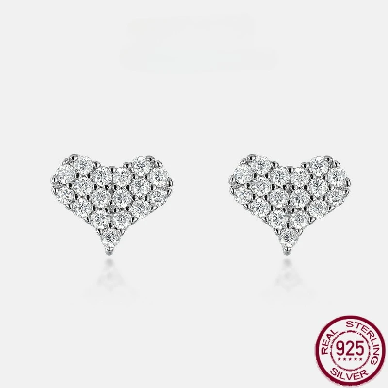 

Новый комплект сердечек из чистого серебра S925 с ослепительным муассанитом, инкрустированным разноцветными сокровищами, универсальные свадебные украшения