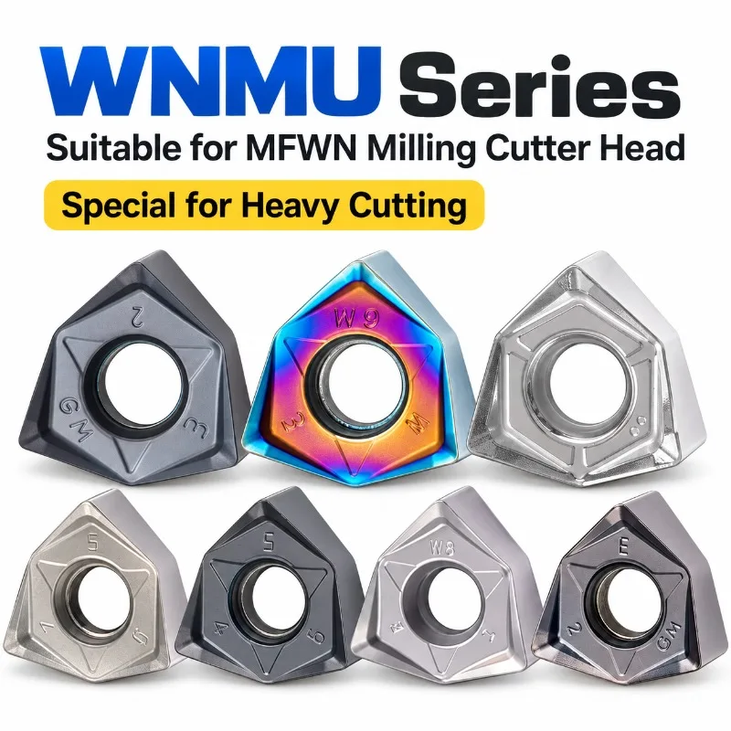 WNMU08 Double Sided Hexagonal 90 Degree Carbide Milling Inserts for MFWN Face Milling Cutter CNC Heavy Duty Fast Feed