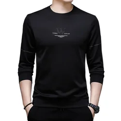BROWON Autumn Fashion T Shirt for Men Long Sleeve O-neck Collar Polyester Tshirts Men T Shirt Anti-wrinkle Men Tops Clothes