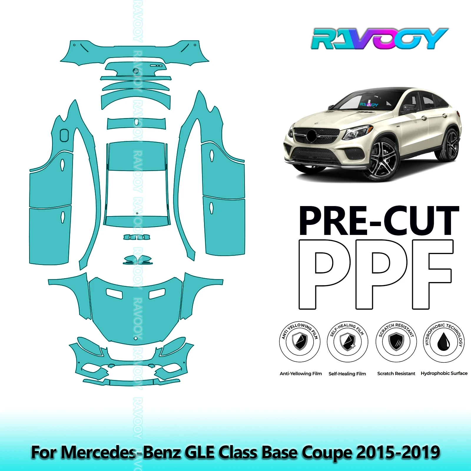 For Mercedes-Benz GLE Class Base Coupe 2015-2019 Full Body Pre-Cut Paint Protection Film PPF Stone Chip Kit | Clear/Matte/Black
