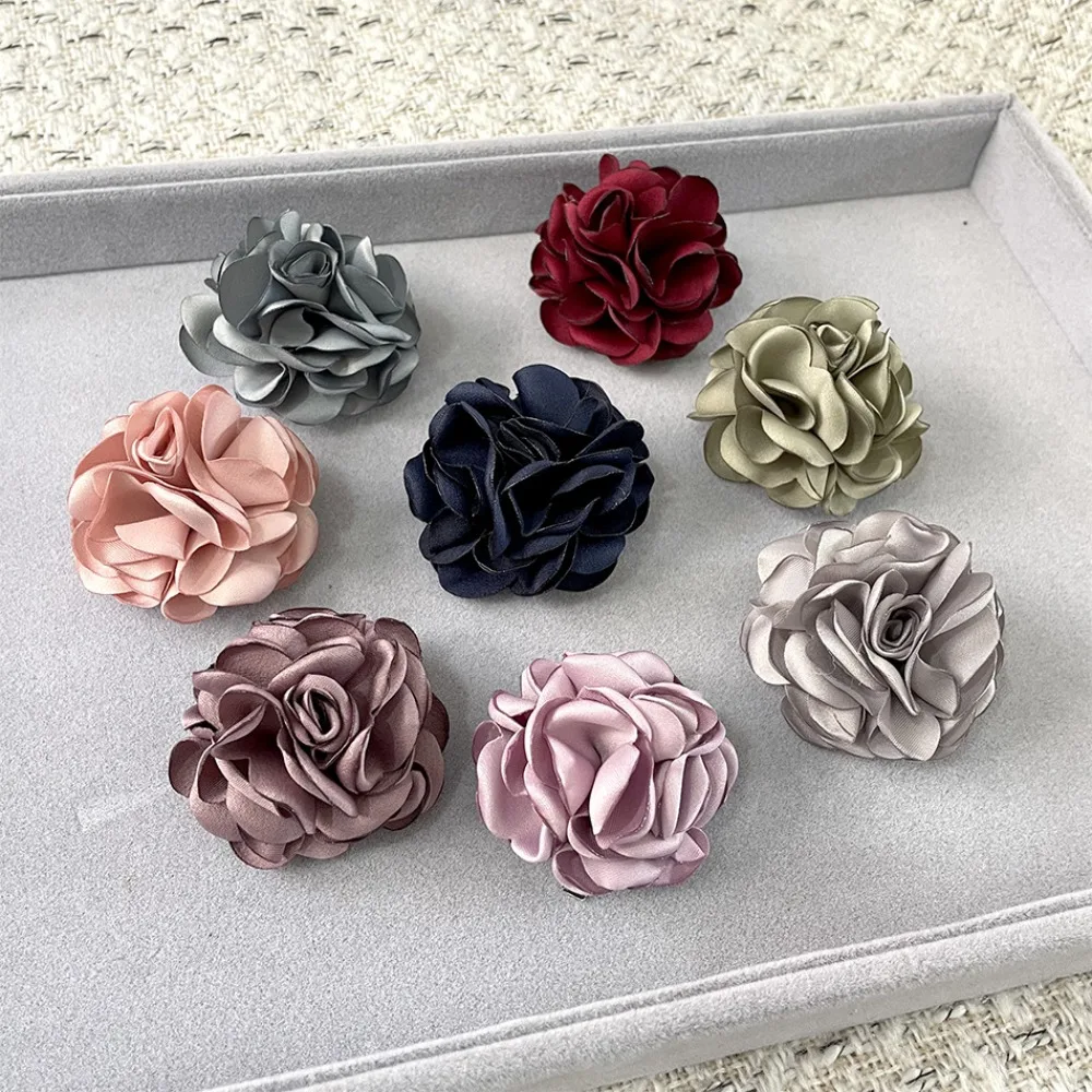 New Elegant Burnt Rose Brooch Fabric Art Hydrangea Decorative Corsages Simple Breastpin Fabric Corsage