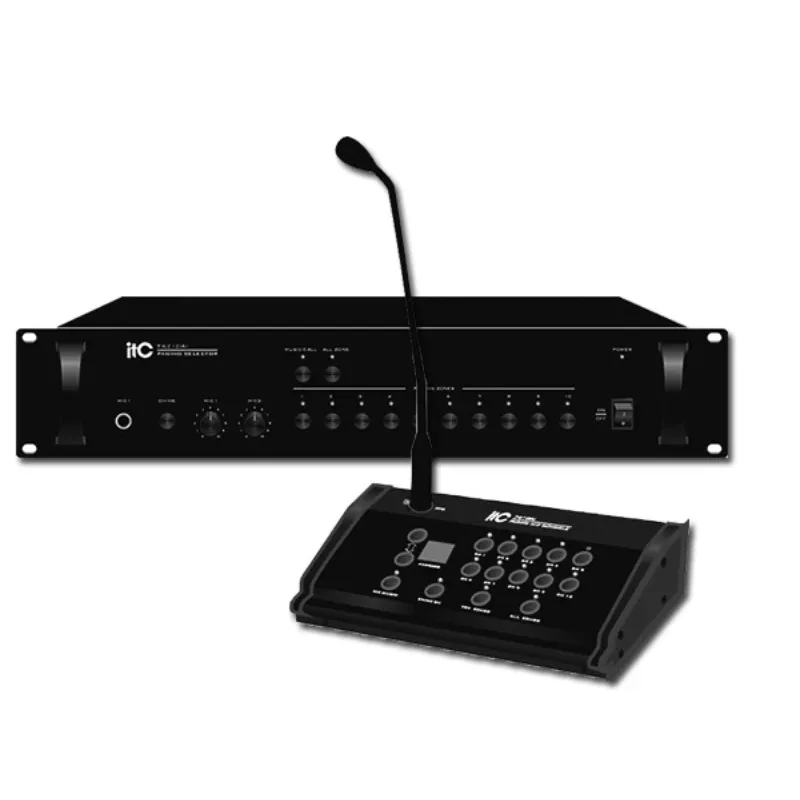 Professional 10 Zone PA System Paging System RJ45 CE Power LED, 10 Paging Channel Leds ~110v/60hz Or~230v/50hz Or DC 24V 40W ITC