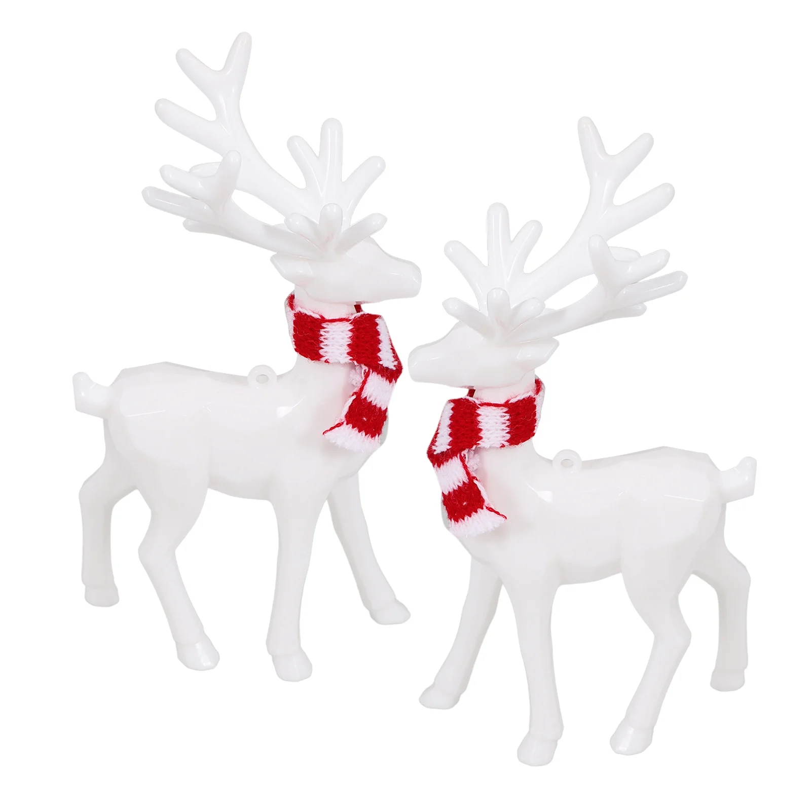2pcs Reindeer Ornaments White Acrylic Christmas Deer Figurines Holiday Tabletop Decoration Elk Statue For Home Mantel Shelf