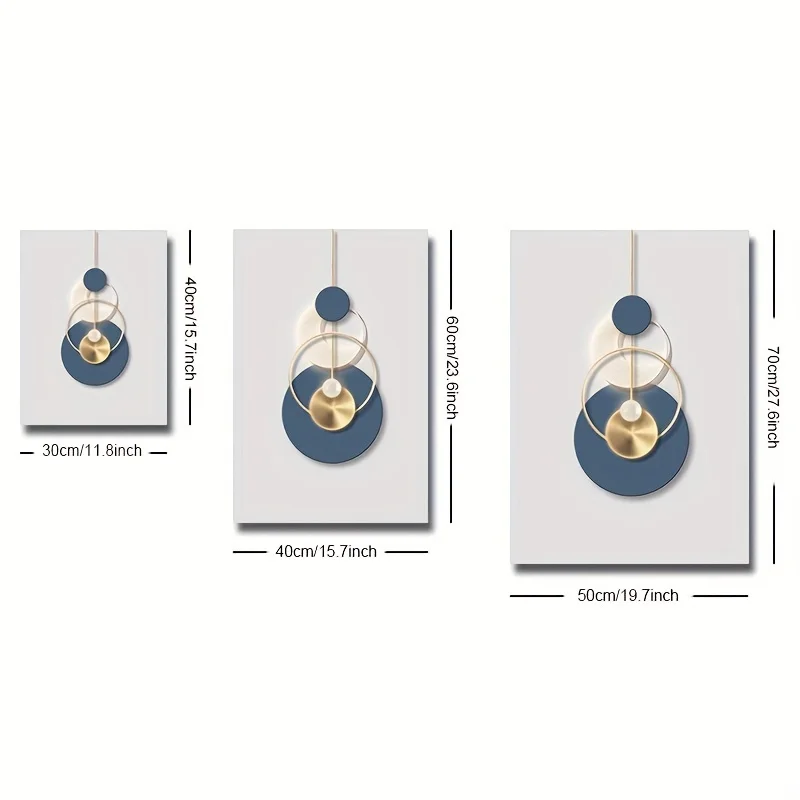 مجموعة من 3 لوحات فنية جدارية حديثة باللون الذهبي والأزرق وملصقات رسومات تجريدية بسيطة لديكور المنزل، وديكور غرفة المعيشة، وديكور المكتب