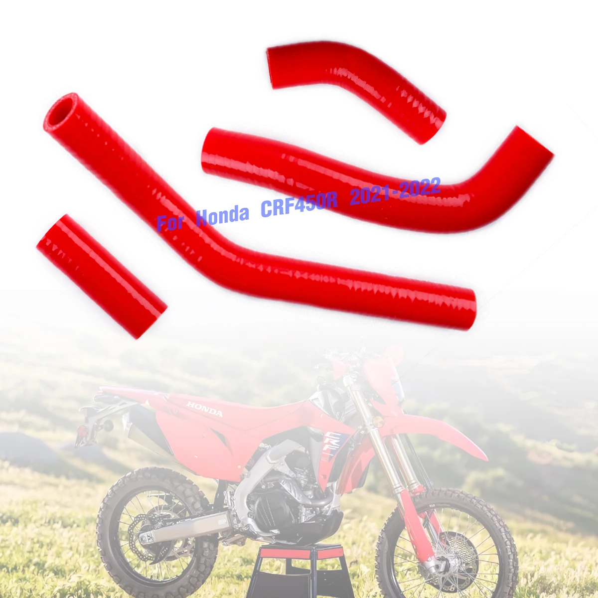 

4pcs Red For 2021-2022 Honda CRF 450 R CRF450R Silicone Radiator Hoses Pipes Tubes Kit