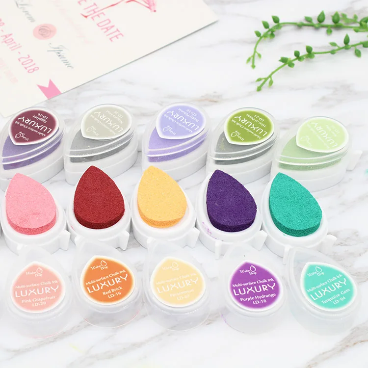 Multicolor Water Drop Shape Non-Toxic Pigment Ink Pad Chalk Inks for DIY Scrapbooking Stamping Finger Painting Cute Kids Toys