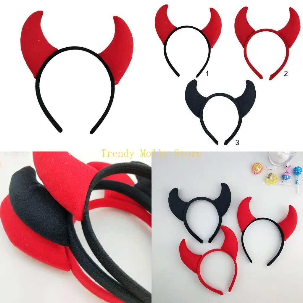 

N5KB Funny Devil Ears Headband Horns Ear Children Headbands Halloween Party Adults