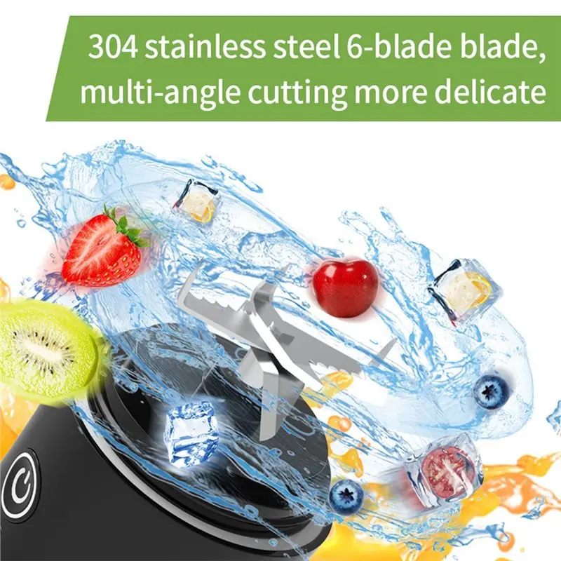 TAIGH-Portable Electric Juicer Maker Stainless Steel Blade 500Ml USB Rechargeable Personal Blender With Carry Handle