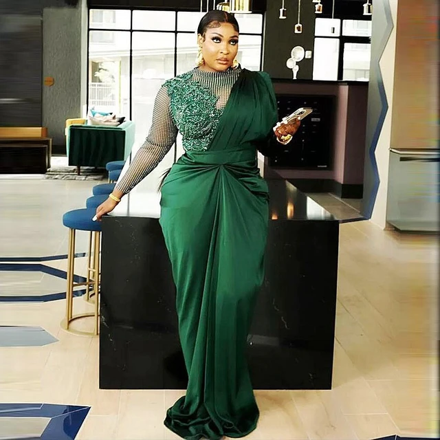 Plus Size Special Occasion Dresses Women | Dark Green Long Sleeve Evening  Dress - Evening Dresses - Aliexpress