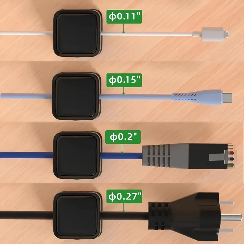 Magnetic Cable Clip Cable Holder Adhesive Wire Keeper Cord Cable Organizer for Home Office Under Desk Management