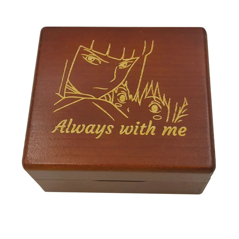 Anime Laser Engraving Redwood Solid Wood Music Box Decoration Ornaments《Always With Me》Clockwork Type Movement Party Gifts