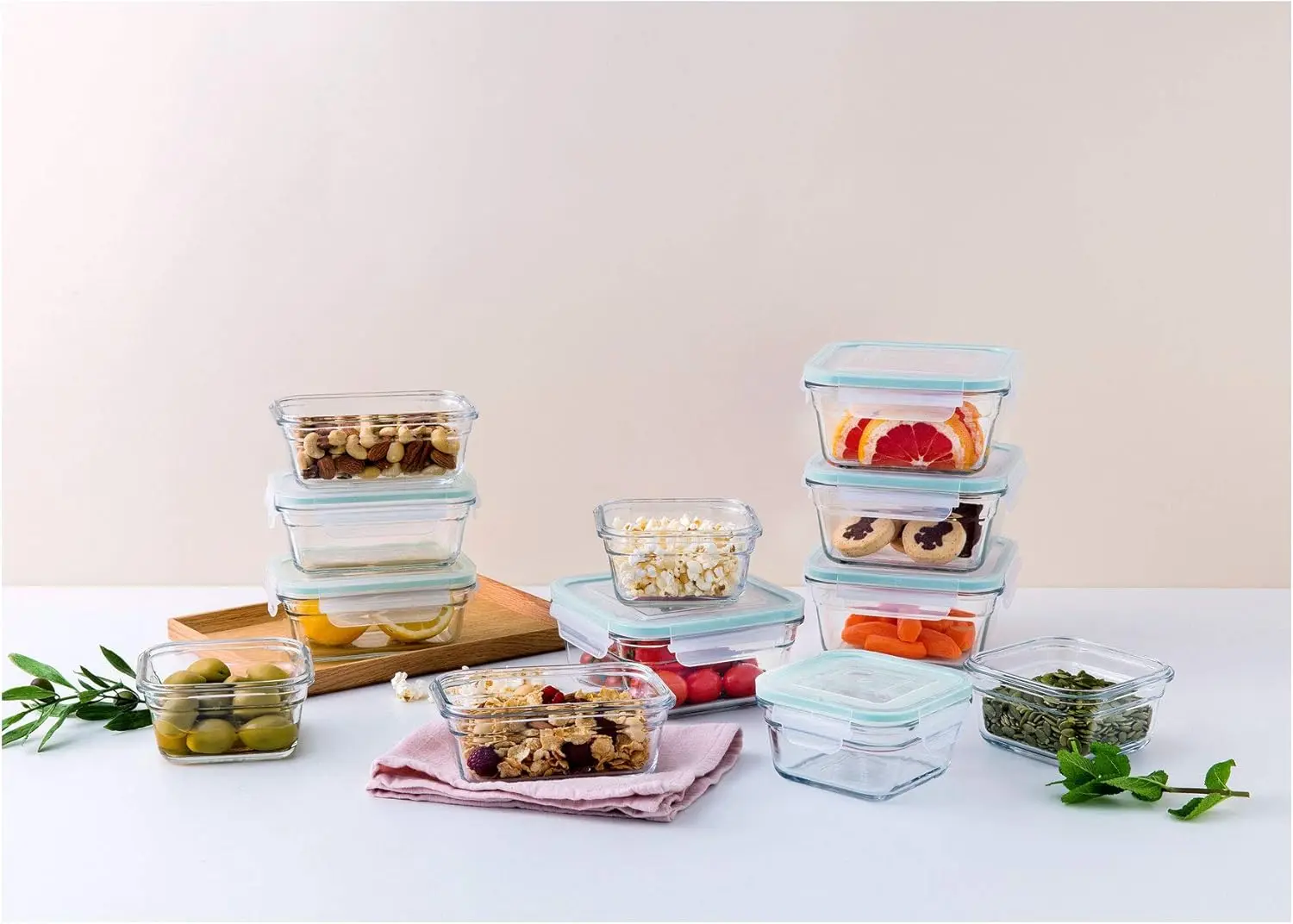 24 Piece Oven Microwave Safe Glass Food Storage Containers Set w/Lids