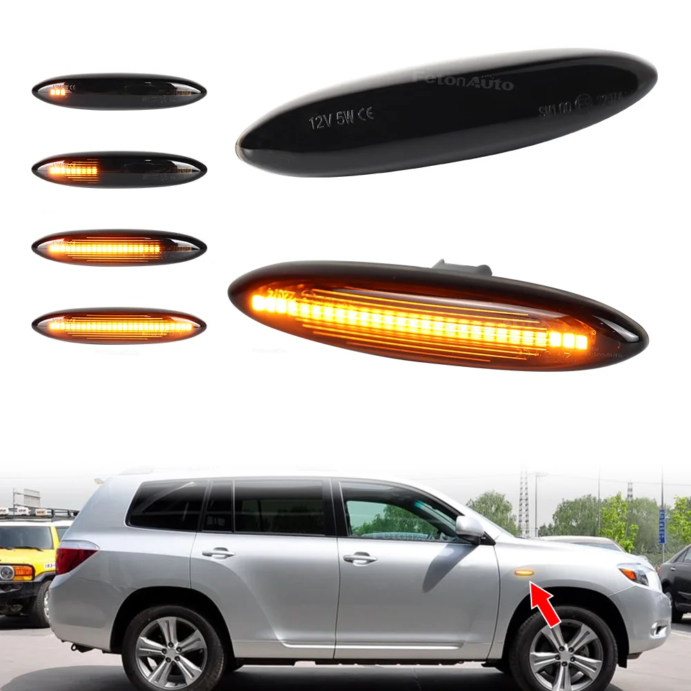 LED Dynamic  Amber Sequential Blink Side Marker Lights Fender Turn Signal For Lexus IS250 IS350 SC430 For Toyota Camry