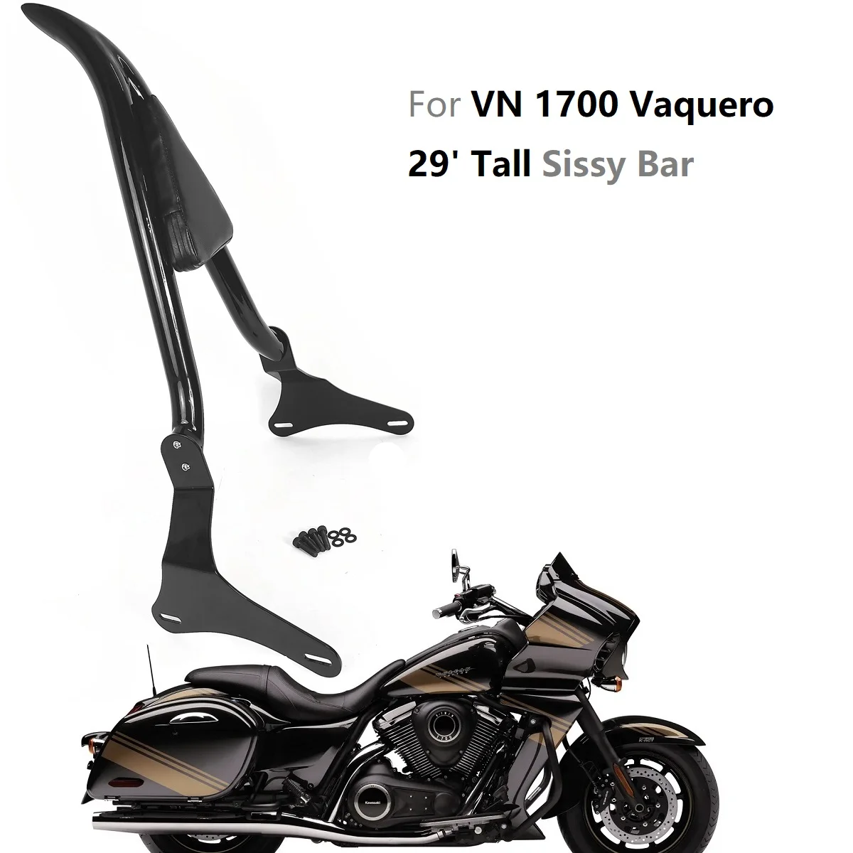 

Motorcycle Rear Passenger Sissy Bar Backrest For Kawasaki Vulcan VN 1700 Vaquero VN1700 2011-2023