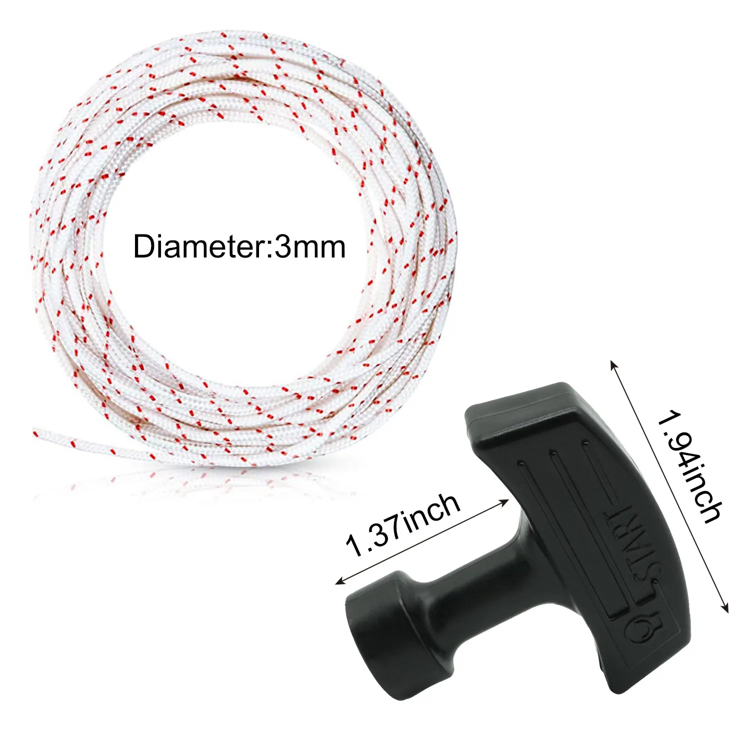 Imagem -03 - Lusqi Recoil Starter Corda 10-meter mm Cabo de Tração com 3pc Alça para Cortador de Grama Motosserra Trimmer Edger Parte do Motor