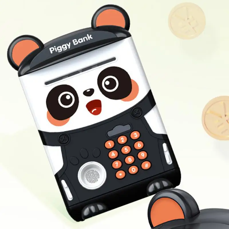 Panda Safe Box Fingerprint Piggy Mini Bank Cash Saving Bank Christmas Gift For Kids ATM Password Panda Money Box Fingerprint