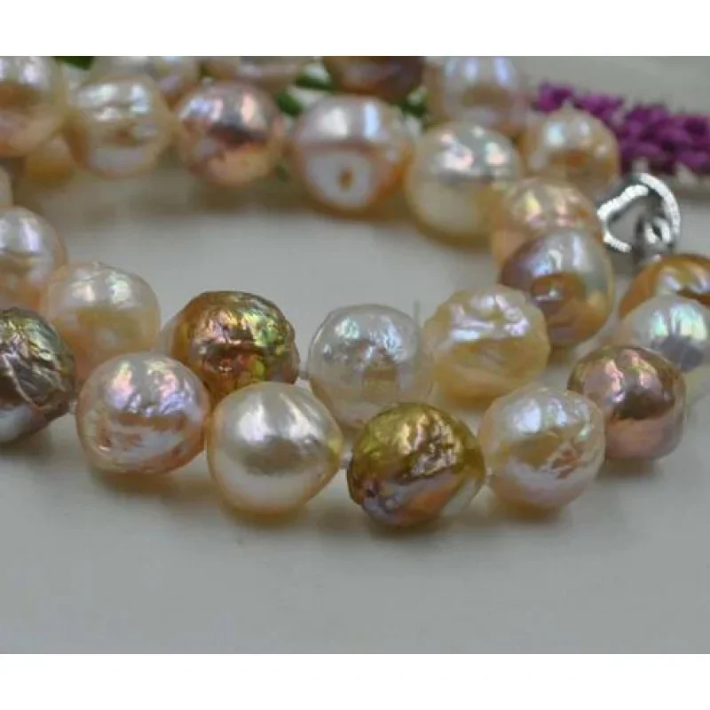 Natural Rare multicolor 12-13mm Kasumi Pearl Necklace 18inch