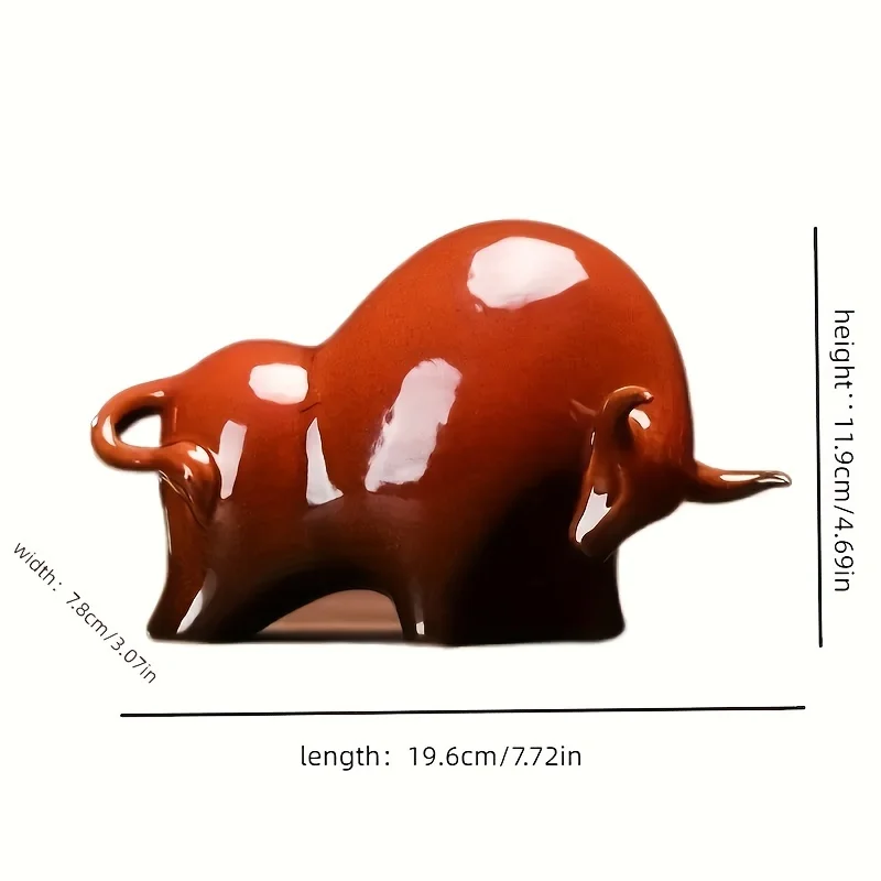 Lucky Ceramic Bull Sculpture, Modern Home Table Decor, New Year Office Counter Ornament,Traditional Craftsmanship
