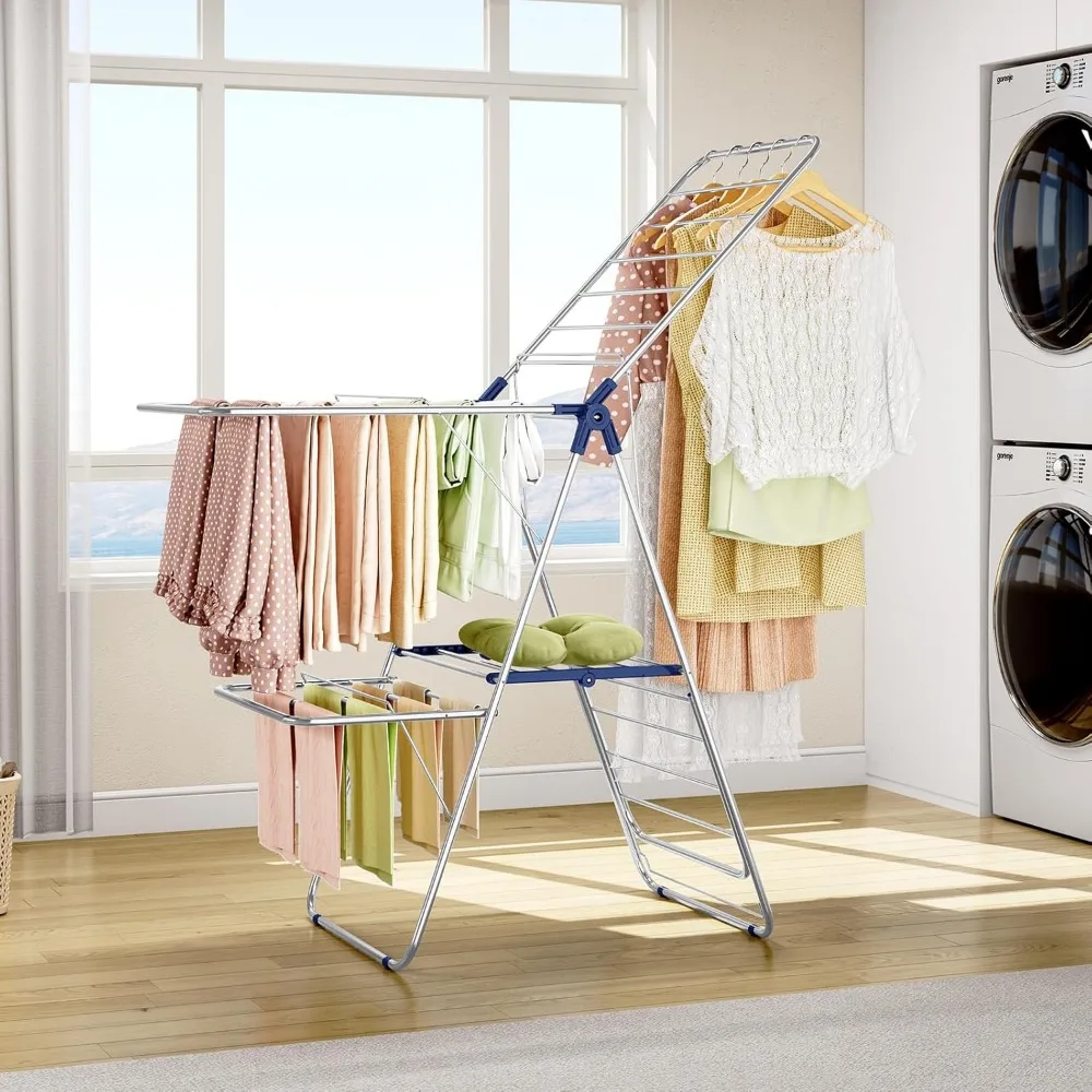 

Clothes Drying Rack with 4 Wings, Drying Rack Clothing with Height Adjustable