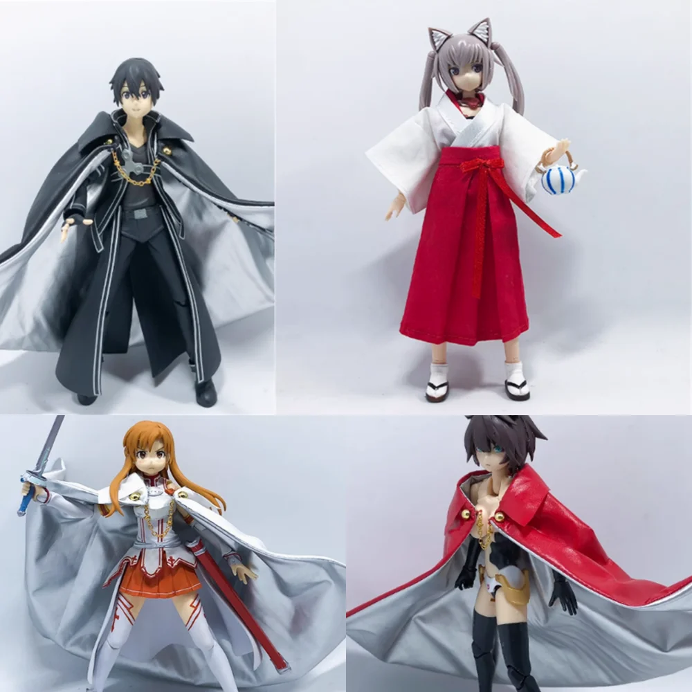 

﻿ 1/12 классическое женское/мужское кимоно солдата с широкими рукавами, белая, красная юбка, комплект, белый плащ для 6-дюймовых мобильных фигурок