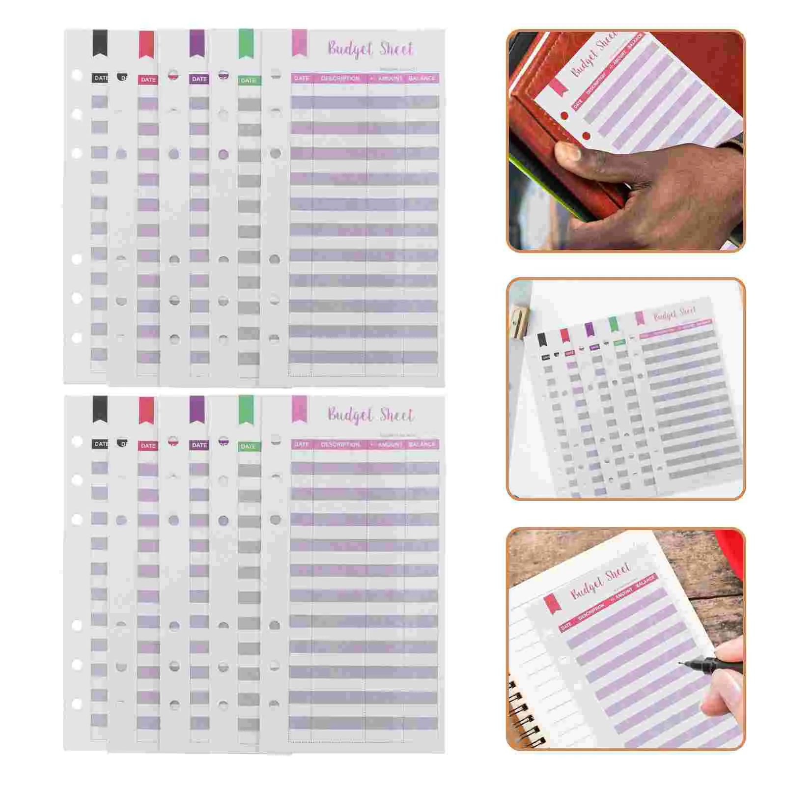 

36 Sheets Portable Budget Planner Consumer Card Recording Cards Cash Binder Refill