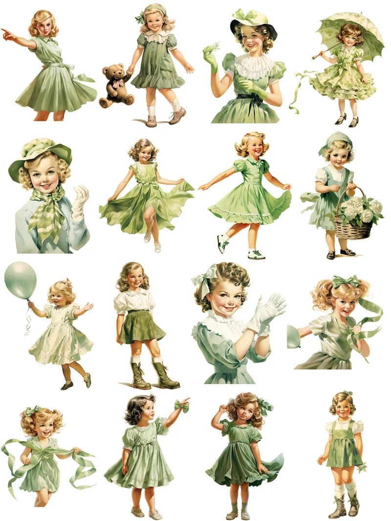 Green Girl Stickers Crafts And Scrapbooking stickers kids toys book Decorative sticker DIY Stationery