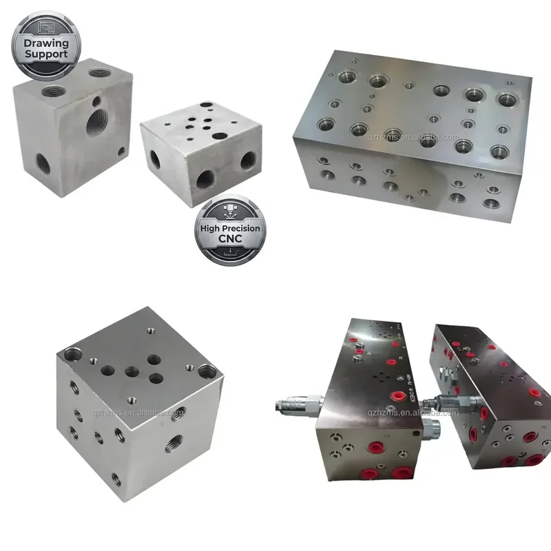 Custom CNC Machined Steel Hydraulic Manifold Block 35MPa 350 Bar High Pressure Valve Block for Excavator Parts Precision