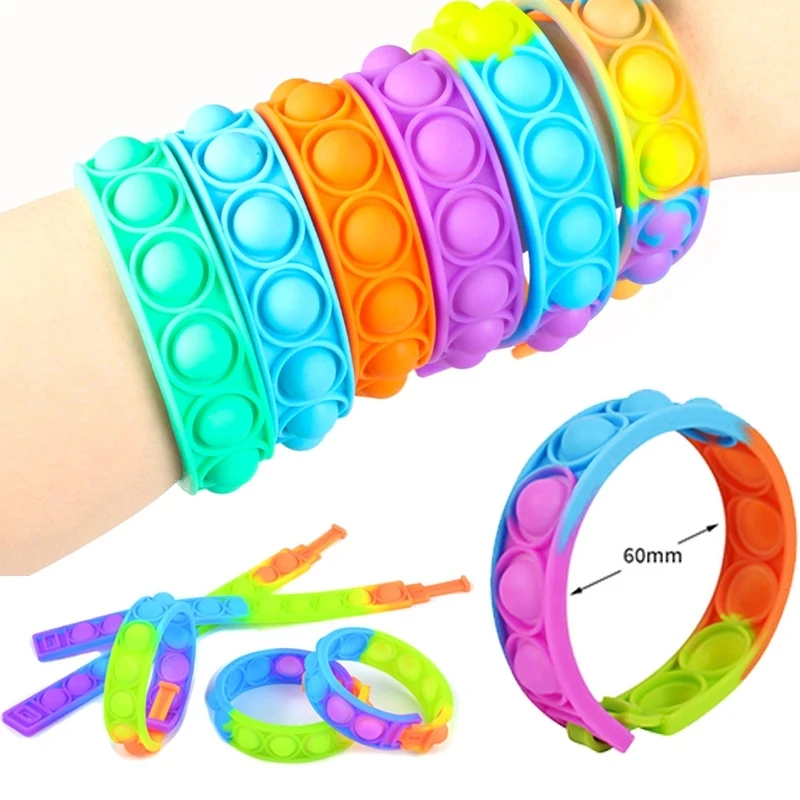 6PCS bracciale Push Bubble Simple Dimple Wristband decompressione antistress Fidget Toy per bambini regalo Popite Fidget Toys