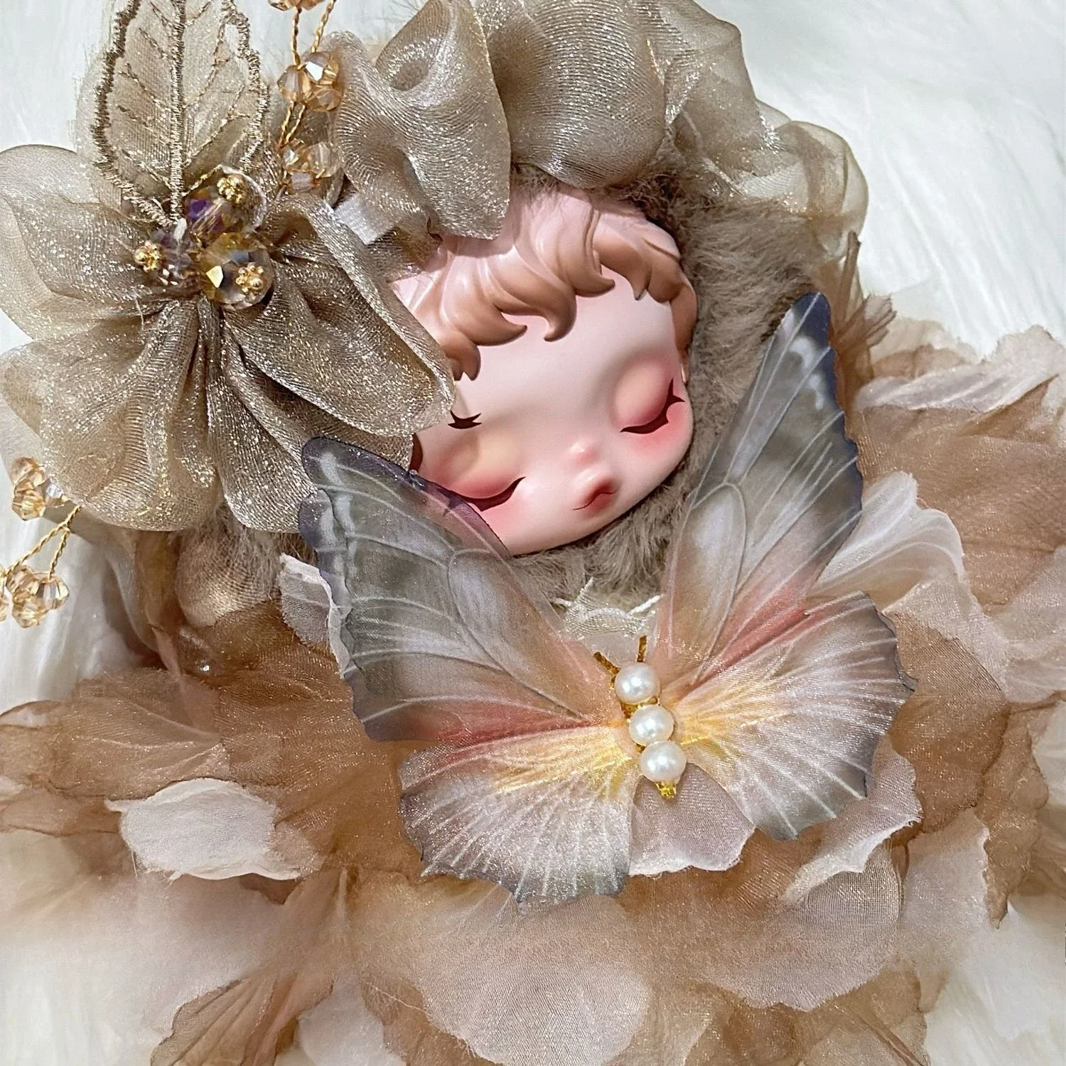 Vêtements de poupée pour Skullpanda, tissage léger, jupe féerique exquise, fleur papillon, ensemble d'anneaux de cheveux, accessoires de remplacement