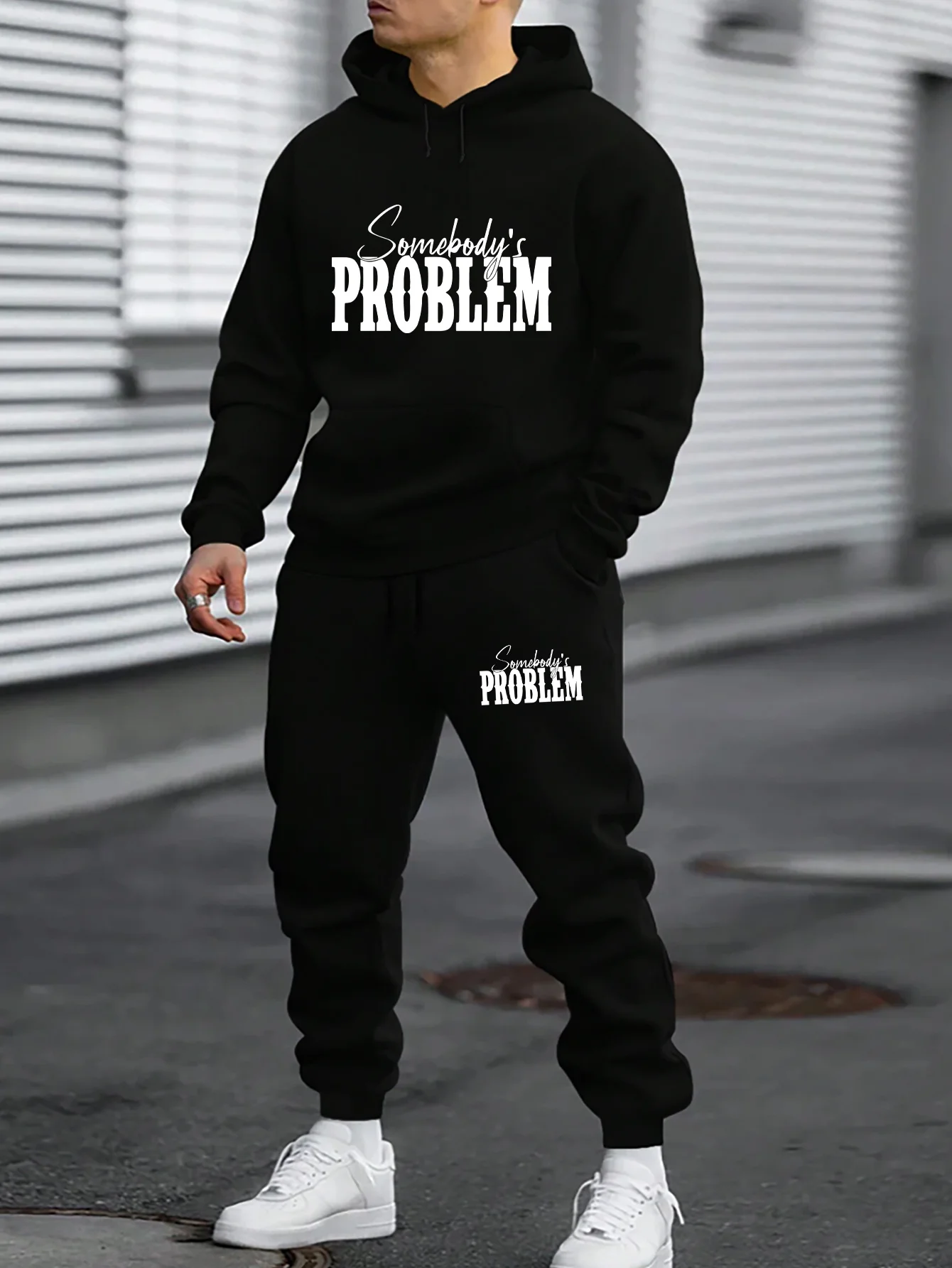 Teen Boys Fashion Graphic Print 2 Piece Tracksuit, Hooded Sweatshirt & Sweatpants, Autumn Winter Casual Sportswear Outfit