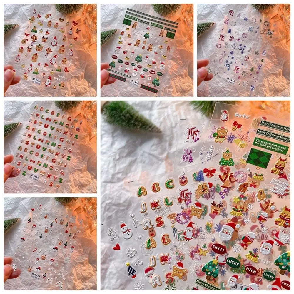 Nagelaccessoires Kerst nagelstickers Manicure ornamenten Reliëfstickers Kerst nagelstickers Kerst nagelbedels Sneeuwvlokken