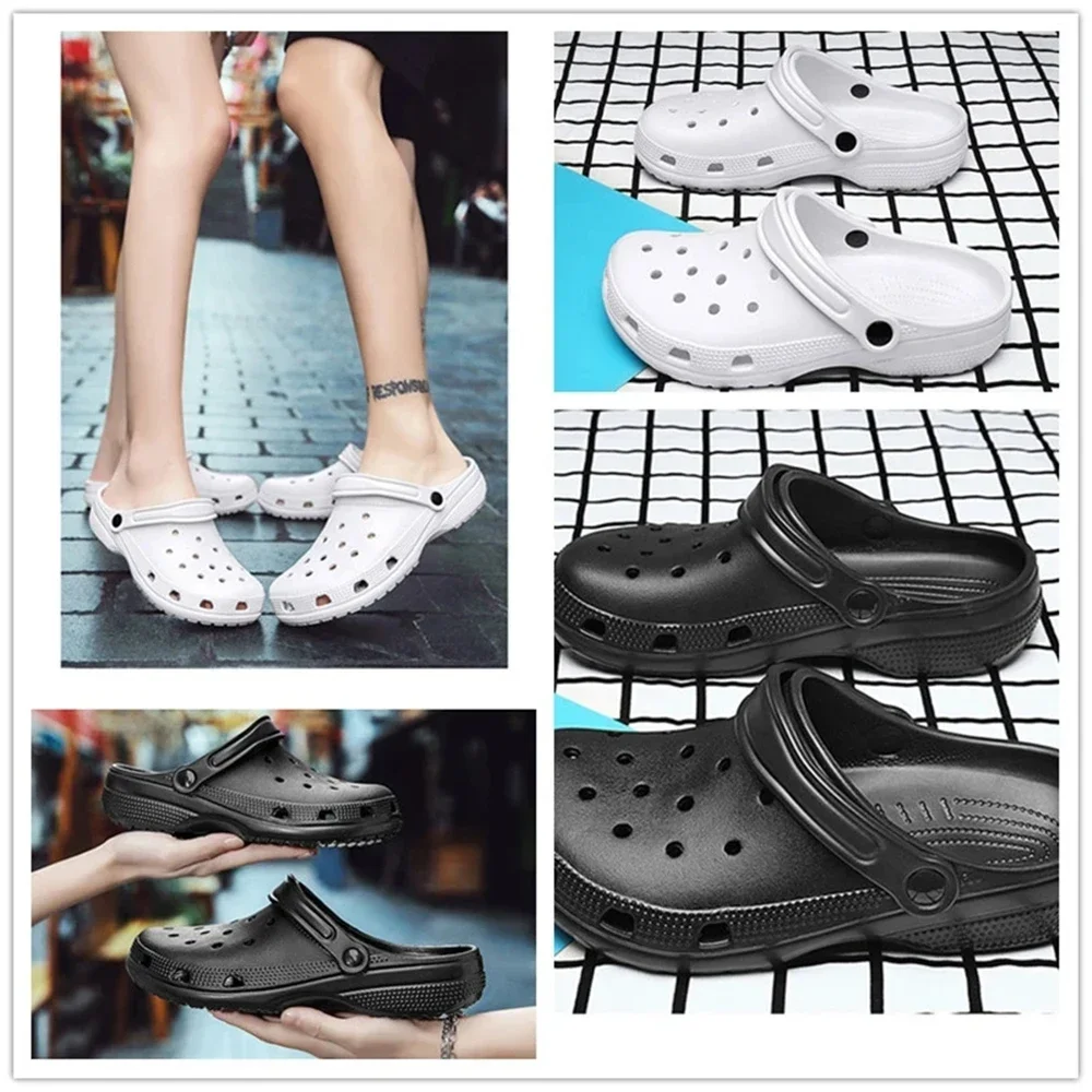 Clogs Sandals Men Large Size Slip On Outdoor Beach Summer Shoes With Hole Leopard Grain Pattern Causal Breathable Male