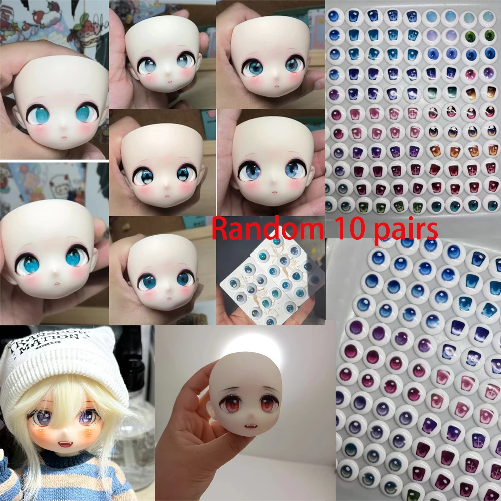 Random 10 pair Colorful Eyes Anime Doll Accessories 14mm/16mm/20mm/22mm Cartoon Eyes DIY Handmade Eyeball