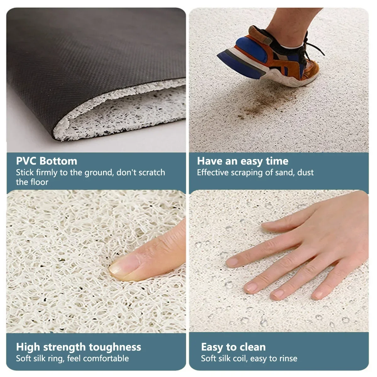 Ocean Wave Coil Door Mat Elastic PVC Doormat, Entrance Entry Floor Mats Dust-removing, Non-slip and Wear-resistant, Can Be Cut